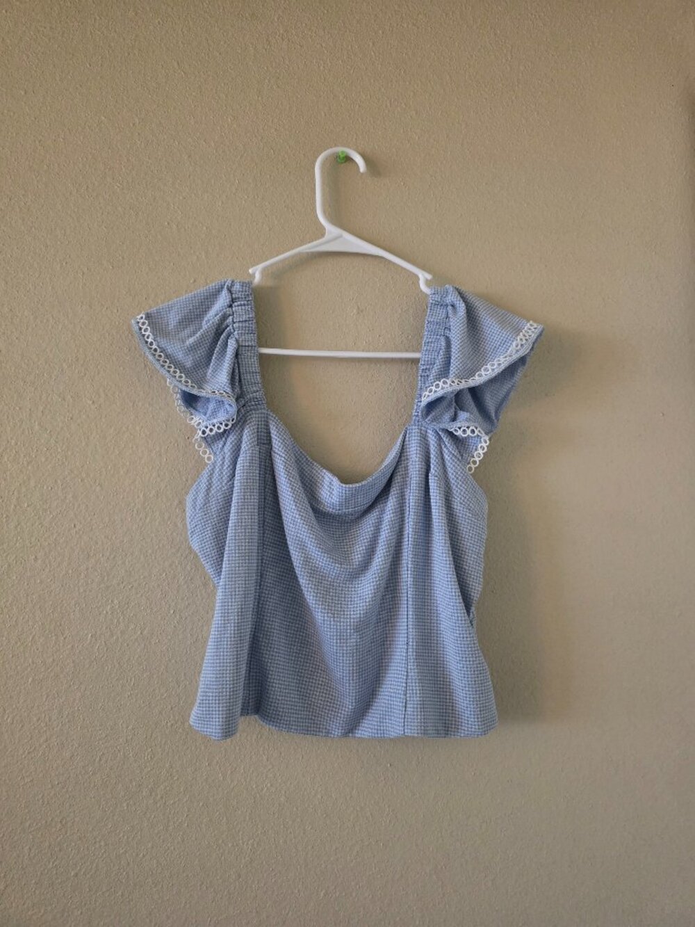 Lily Star Size XL Blue Gingham Crop Top